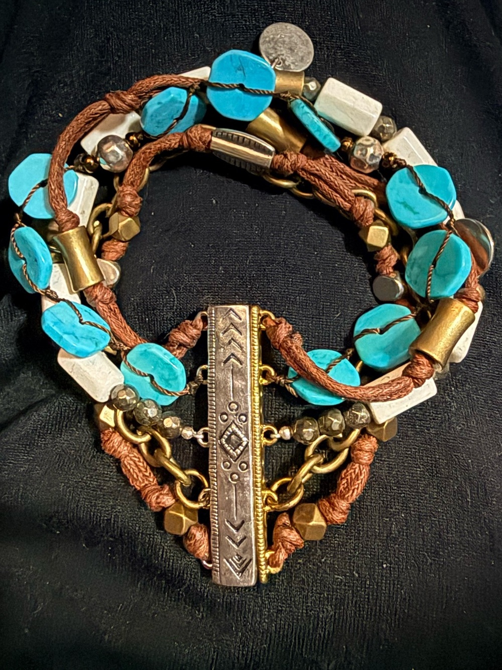 Silpada "Beachgoer" Multi-Strand .925 Sterling Silver Turquoise Boho Bracelet B3